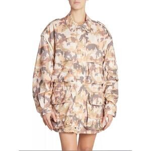 NWT Isabel Marant Peach Pink Gray Elize Camel Camo Field Jacket 38